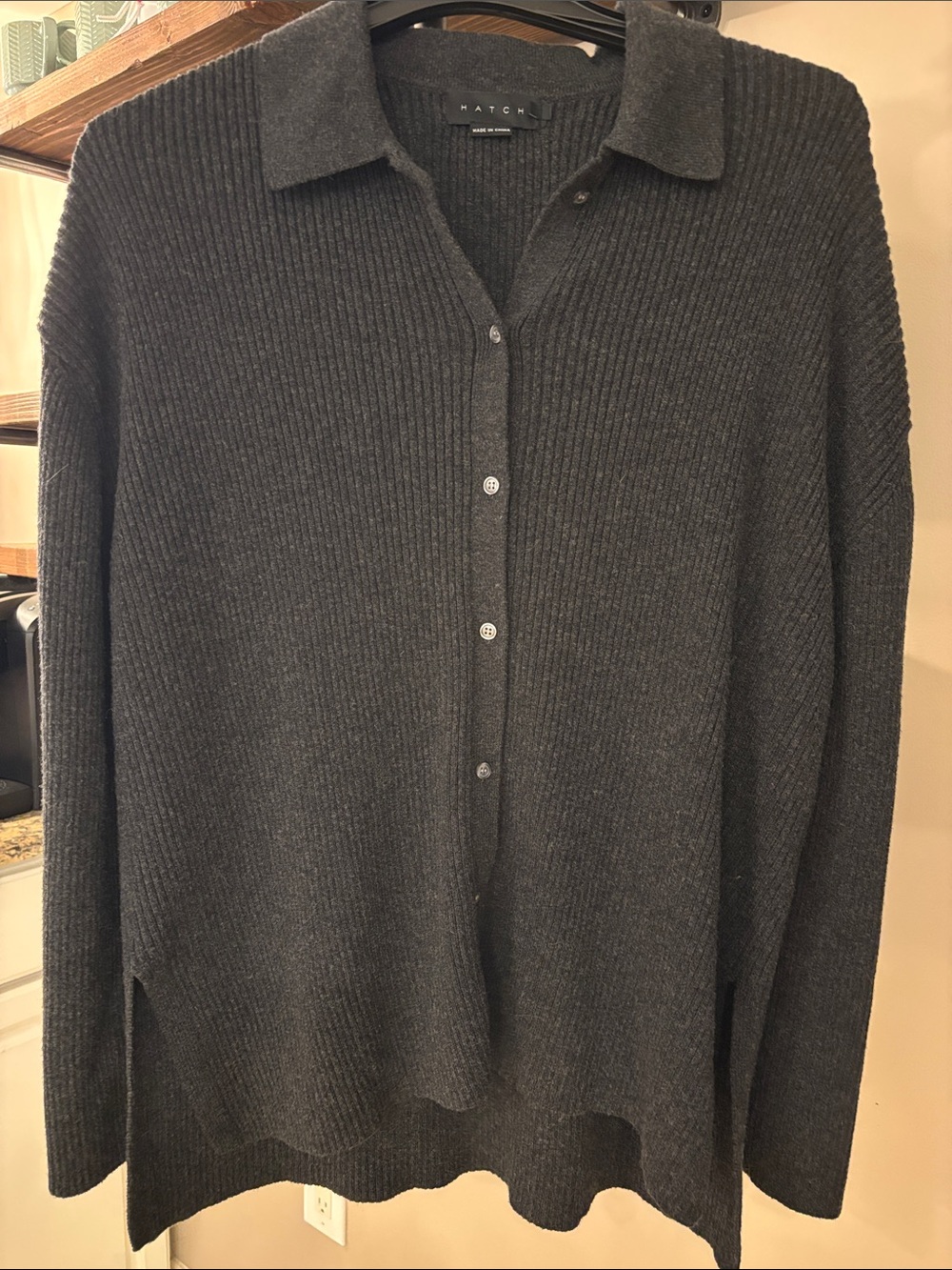 Hatch Oversized Wool Cotton Button-Down Sweater Size 4